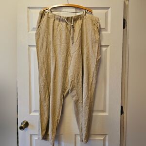 Women's Tan Linen Blend Pants